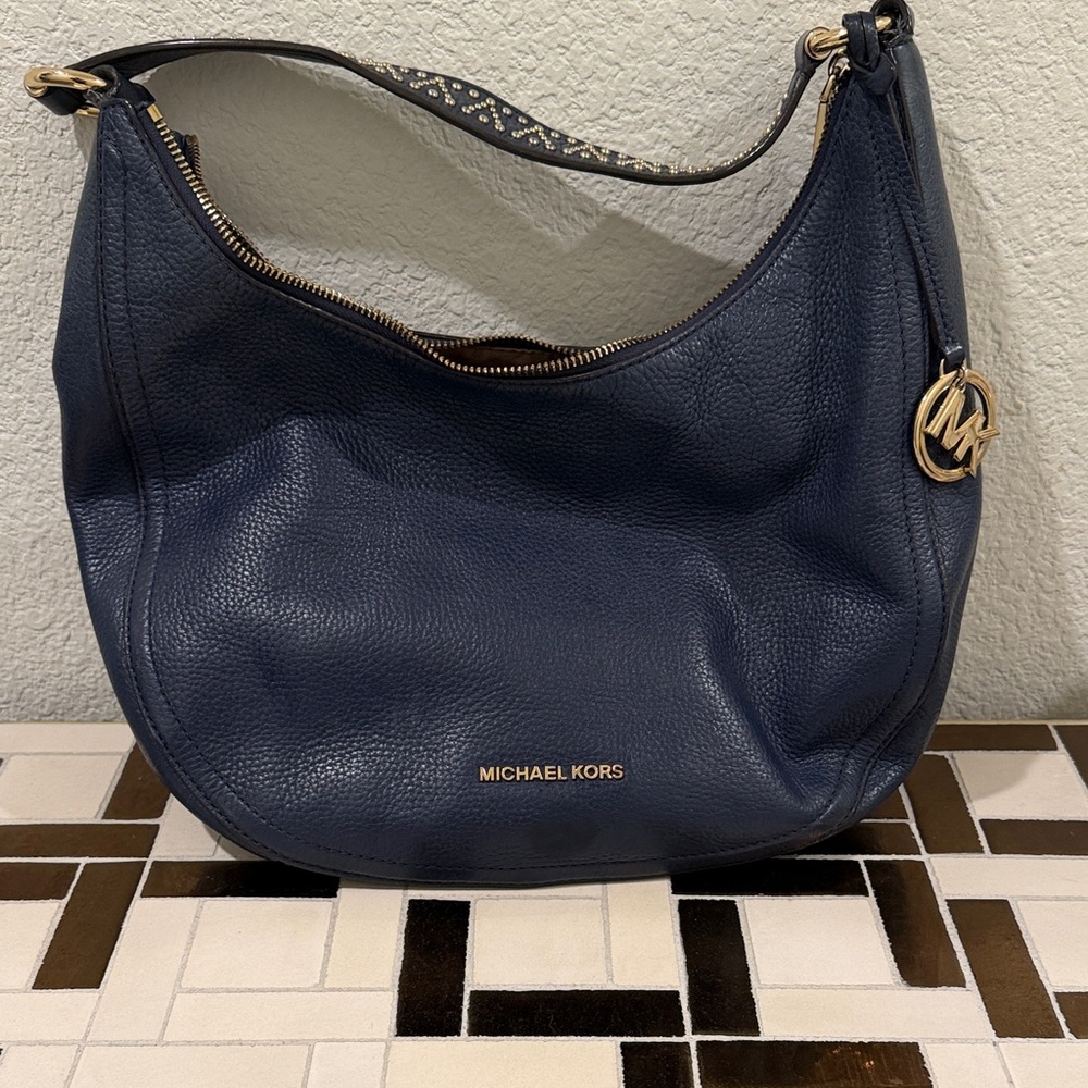 Michael Kors Dark Blue Hobo Bag - Picture 1 of 5